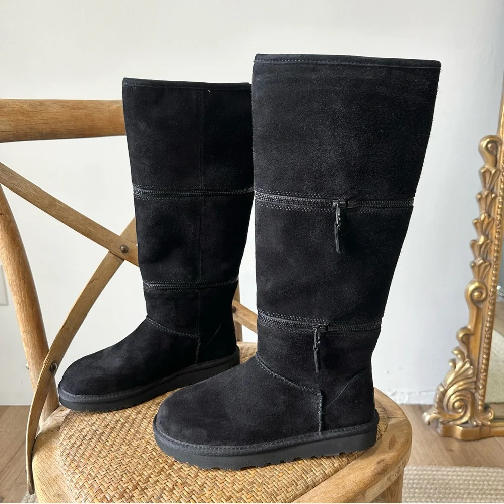 NWT Ugg Classic Ultra Tall Zip To Mini Short Boot Black